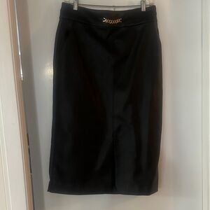 Ann Taylor Black Pencil Skirt with Gold Accent-fax leather